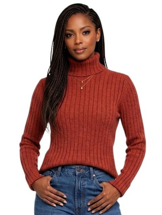 American Eagle Outfitters Sweaters - American Eagle Outfitters Heathered Burnt Orange Ribbed Turtleneck Sweater XL